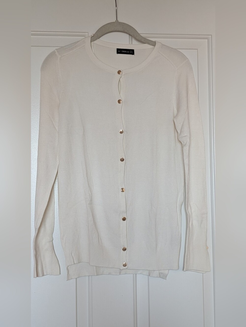 Zara Knit Cardigan White Gold Buttons | Size S | Like New